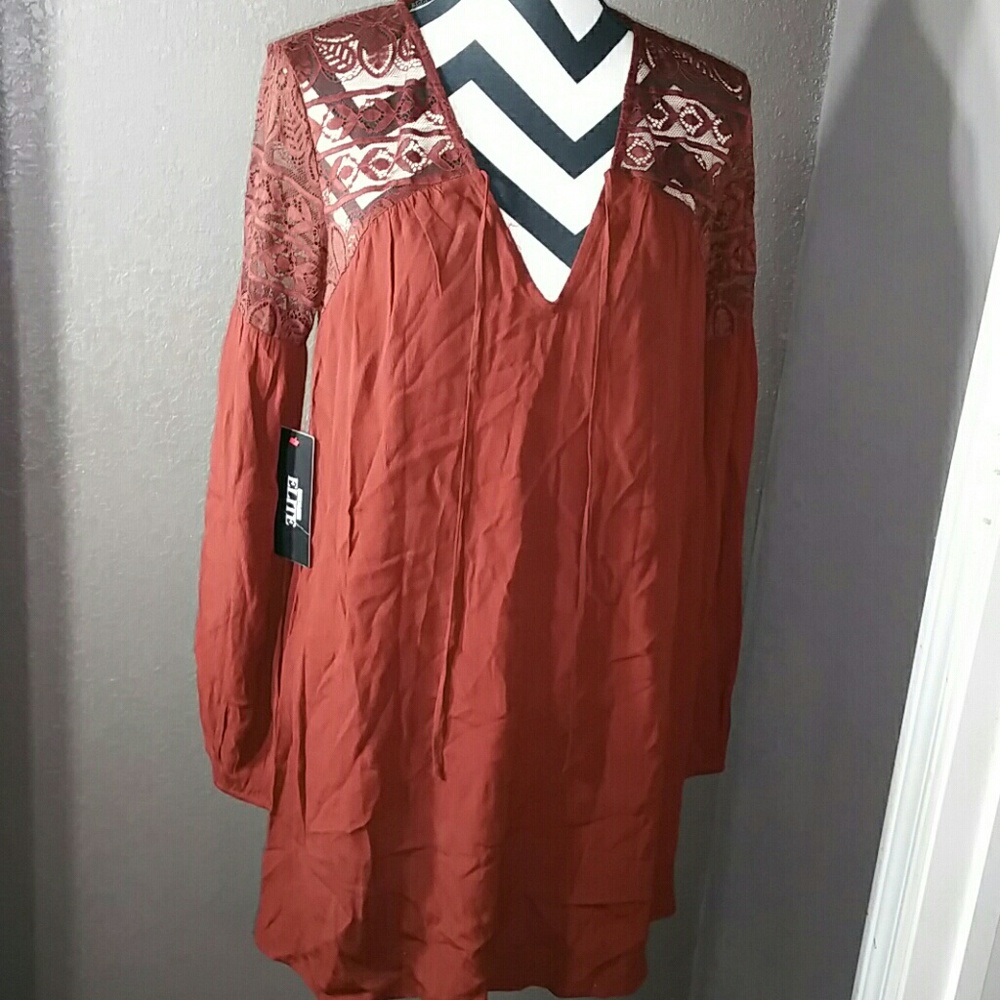Lumiere brick red shirt dress size m